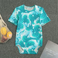 Blue Surfing Wave Pattern Print Men's Bodysuit
