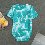 Blue Surfing Wave Pattern Print Men's Bodysuit