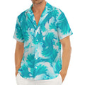 Blue Surfing Wave Pattern Print Men's Deep V-Neck Shirt