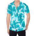 Blue Surfing Wave Pattern Print Men's Shirt