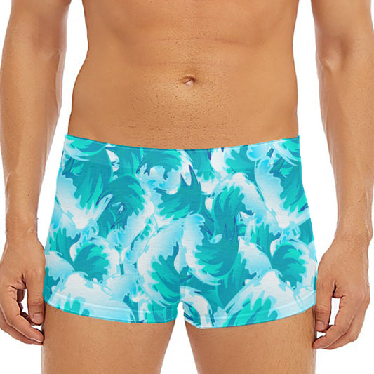 Blue Surfing Wave Pattern Print Men's Short Boxer Briefs