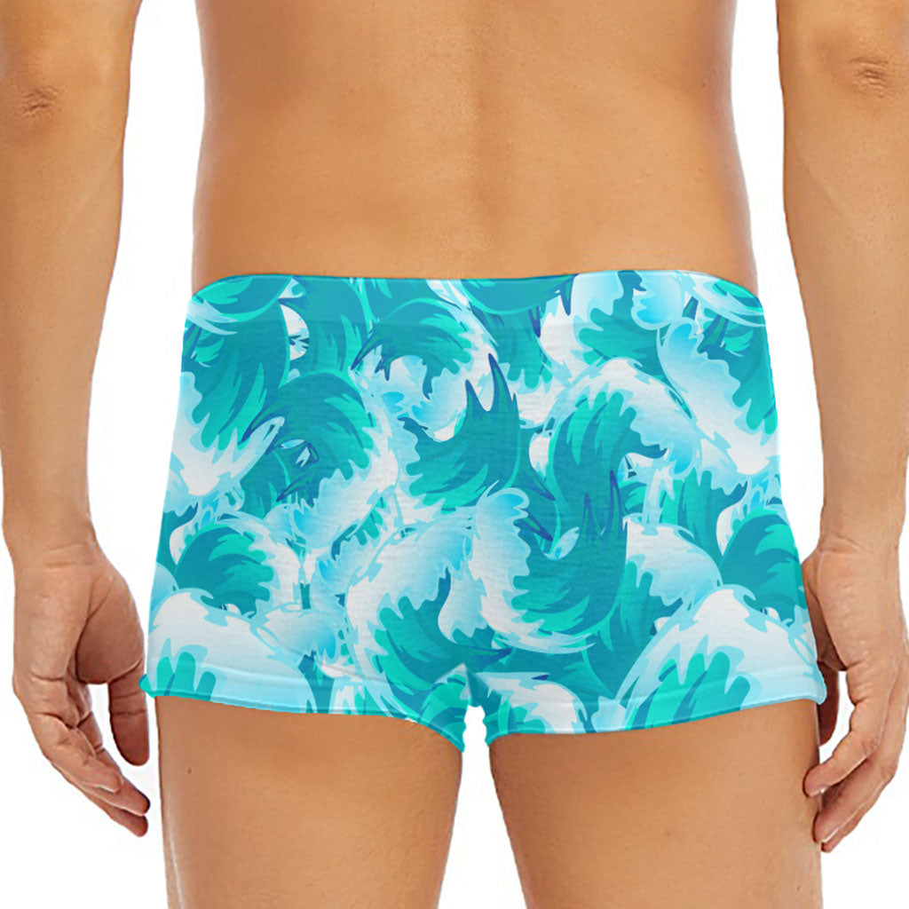 Blue Surfing Wave Pattern Print Men's Short Boxer Briefs
