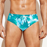 Blue Surfing Wave Pattern Print Men's Swim Briefs