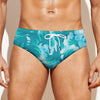 Blue Surfing Wave Pattern Print Men's Swim Briefs