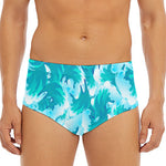 Blue Surfing Wave Pattern Print Men's Triangle Swim Briefs