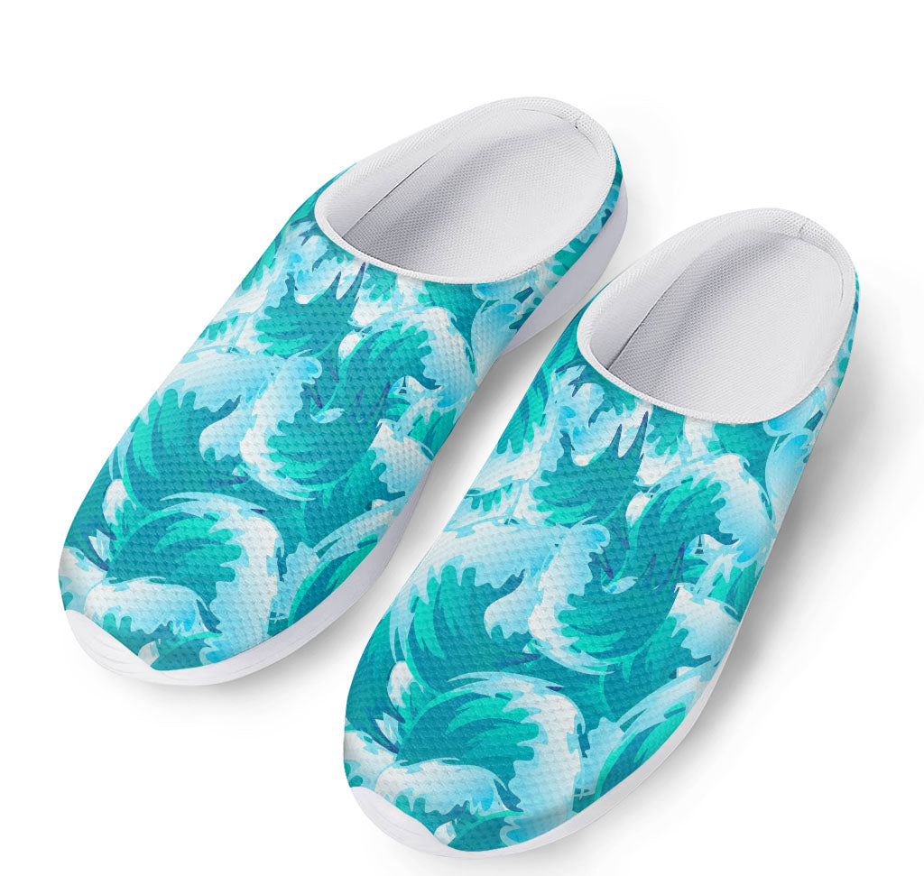 Blue Surfing Wave Pattern Print Mesh Casual Shoes