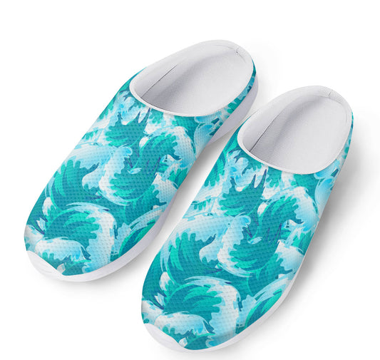Blue Surfing Wave Pattern Print Mesh Casual Shoes