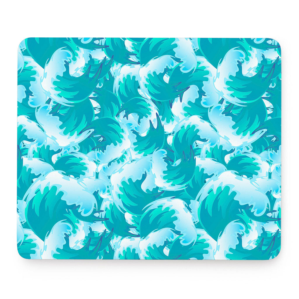 Blue Surfing Wave Pattern Print Mouse Pad