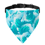 Blue Surfing Wave Pattern Print Over The Collar Dog Bandana