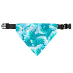 Blue Surfing Wave Pattern Print Over The Collar Dog Bandana