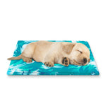Blue Surfing Wave Pattern Print Pet Cooling Mat Cover