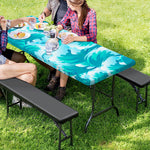 Blue Surfing Wave Pattern Print Picnic Table Cover
