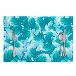 Blue Surfing Wave Pattern Print Placemat