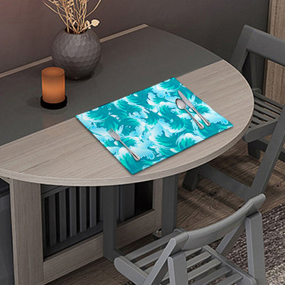 Blue Surfing Wave Pattern Print Placemat