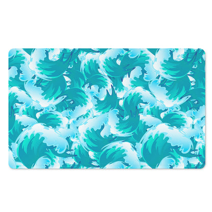 Blue Surfing Wave Pattern Print Polyester Doormat