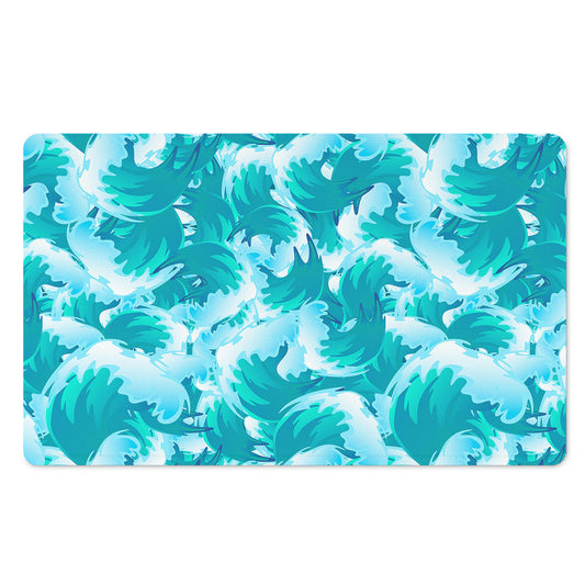 Blue Surfing Wave Pattern Print Polyester Doormat