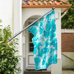 Blue Surfing Wave Pattern Print Polyester Flag