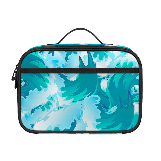 Blue Surfing Wave Pattern Print Portable Lunch Bag