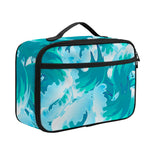 Blue Surfing Wave Pattern Print Portable Lunch Bag