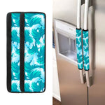 Blue Surfing Wave Pattern Print Refrigerator Handle Covers