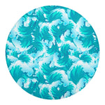 Blue Surfing Wave Pattern Print Round Blanket
