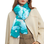 Blue Surfing Wave Pattern Print Scarf