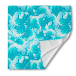 Blue Surfing Wave Pattern Print Silk Bandana