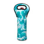 Blue Surfing Wave Pattern Print Single Neoprene Wine Tote