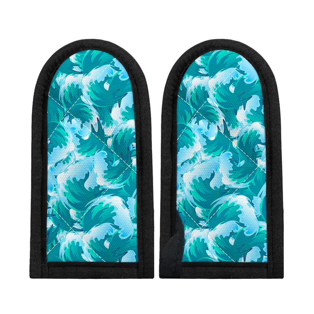 Blue Surfing Wave Pattern Print Skillet Handle Cover