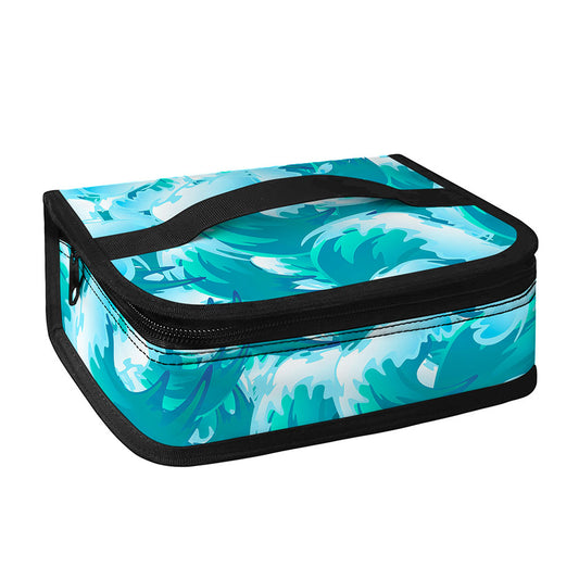 Blue Surfing Wave Pattern Print Small Lunch Bag