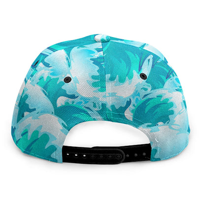 Blue Surfing Wave Pattern Print Snapback Cap
