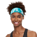 Blue Surfing Wave Pattern Print Sports Headband