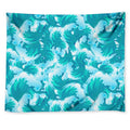 Blue Surfing Wave Pattern Print Tapestry