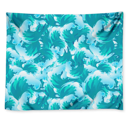 Blue Surfing Wave Pattern Print Tapestry