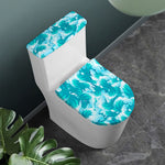 Blue Surfing Wave Pattern Print Toilet Lid And Tank Cover Set