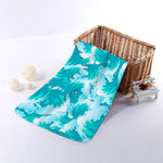 Blue Surfing Wave Pattern Print Towel