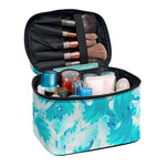 Blue Surfing Wave Pattern Print Travel Makeup Bag