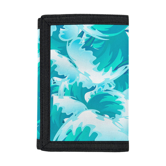 Blue Surfing Wave Pattern Print Trifold Wallet