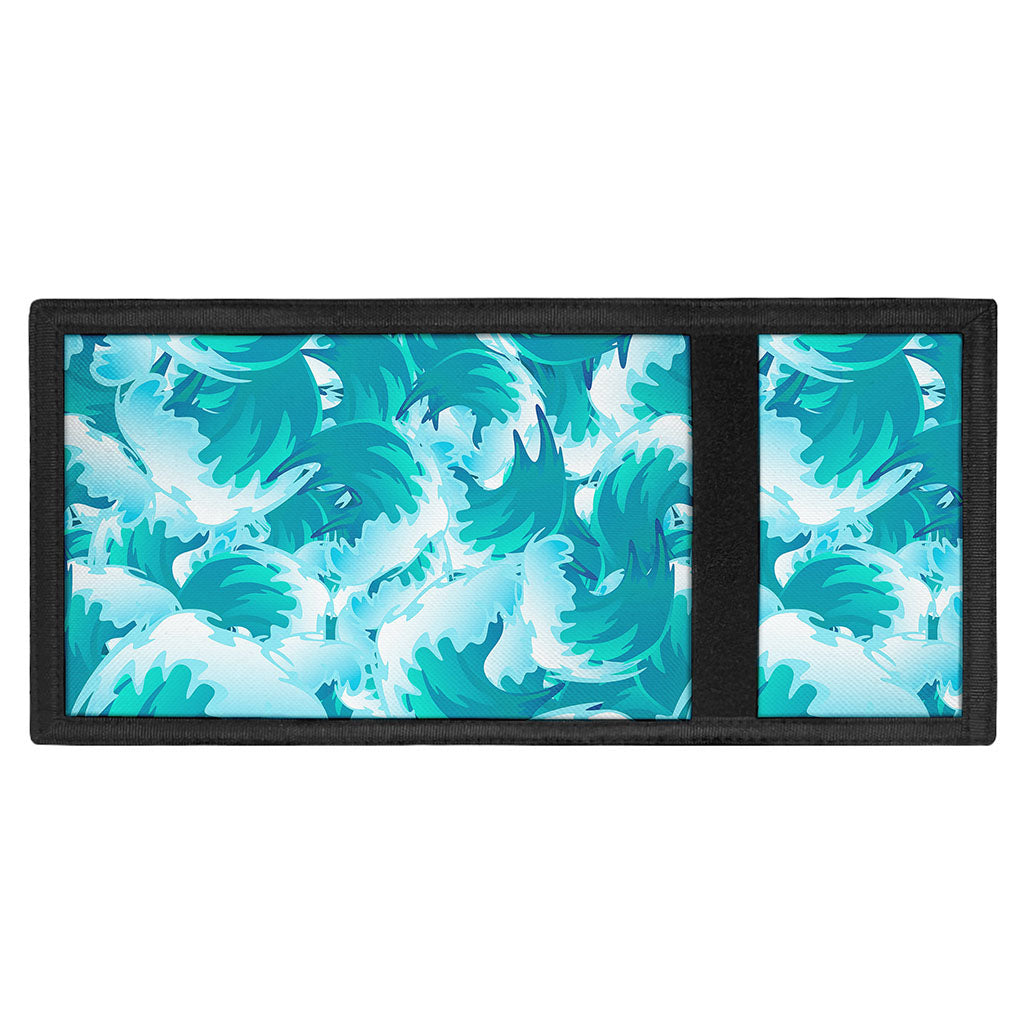 Blue Surfing Wave Pattern Print Trifold Wallet