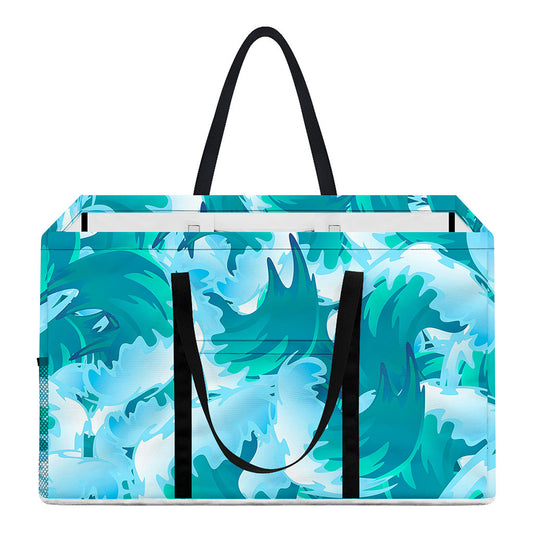 Blue Surfing Wave Pattern Print Utility Tote Bag
