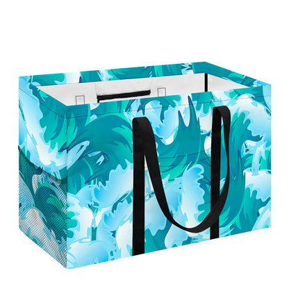 Blue Surfing Wave Pattern Print Utility Tote Bag