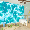 Blue Surfing Wave Pattern Print Wall Sticker