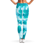 Blue Surfing Wave Pattern Print Women's Leggings