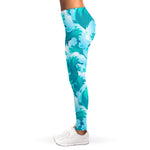 Blue Surfing Wave Pattern Print Women's Leggings