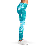 Blue Surfing Wave Pattern Print Women's Leggings