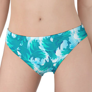 Blue Surfing Wave Pattern Print Women's Panties