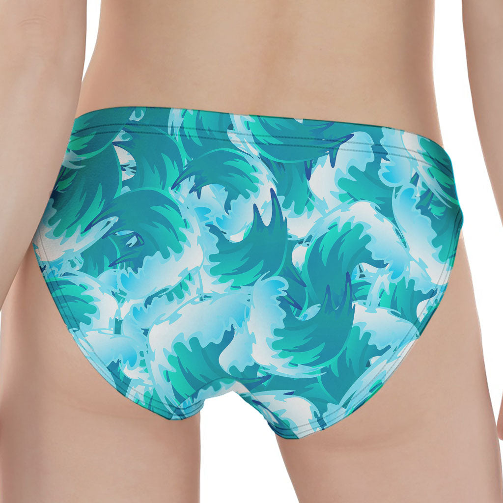 Blue Surfing Wave Pattern Print Women's Panties