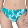 Blue Surfing Wave Pattern Print Women's Thong