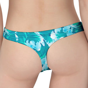 Blue Surfing Wave Pattern Print Women's Thong