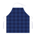 Blue Tartan Pattern Print Adjustable Apron